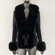 Cross-border AliExpress explosions spring and autumn cardigan fur coat new faux fox fur sweater women's sweater