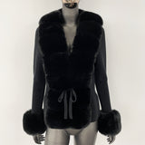 Cross-border AliExpress explosions spring and autumn cardigan fur coat new faux fox fur sweater women's sweater