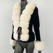 Cross-border AliExpress explosions spring and autumn cardigan fur coat new faux fox fur sweater women's sweater
