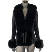 Cross-border AliExpress explosions spring and autumn cardigan fur coat new faux fox fur sweater women's sweater