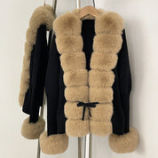 Cross-border AliExpress explosions spring and autumn cardigan fur coat new faux fox fur sweater women's sweater