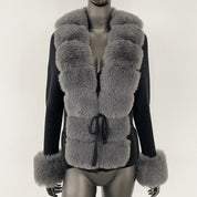 Cross-border AliExpress explosions spring and autumn cardigan fur coat new faux fox fur sweater women's sweater